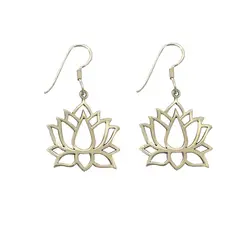 COGGIOLA - Aros Flor De Loto Colgante Gancho Plata Fina 925 Envejecida