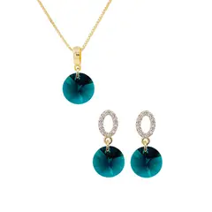 JOYAS MONTERO - Aros Collar Conjunto Madrid Gold Cristales Genuinos Emerald