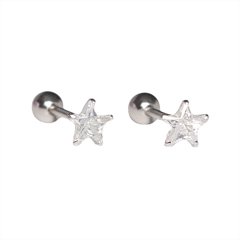 GENERICO - Aros Estrella para mujer, plata 925 y cristal - Azul Zafira