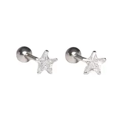 GENERICO - Aros Estrella para mujer, plata 925 y cristal - Azul Zafira