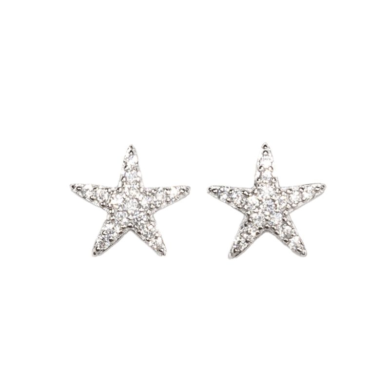 GENERICO - Aros Estrella para mujer, plata 925 y circones - Azul Zafira