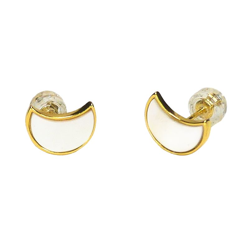 GENERICO - Aros Luna para mujer, plata 925 y nacar blanco - Azul Zafira