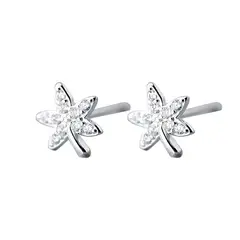 GENERICO - Aros Hojita para niña o mujer, plata 925 y circones - Azul Zafira