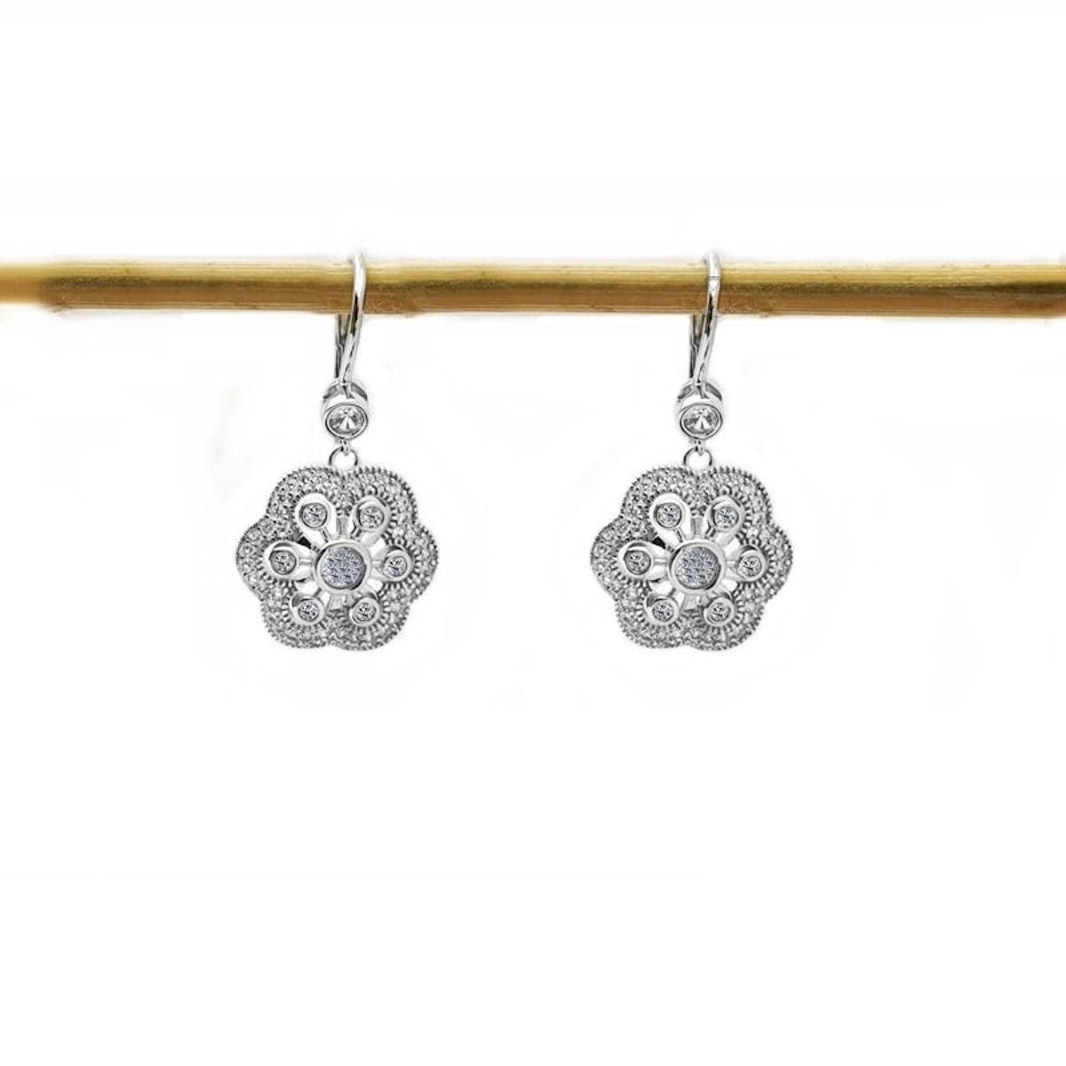 JOYAS MYTOKE - Aros Piedras Circones Plata 925 Italiana Rodinada Flor