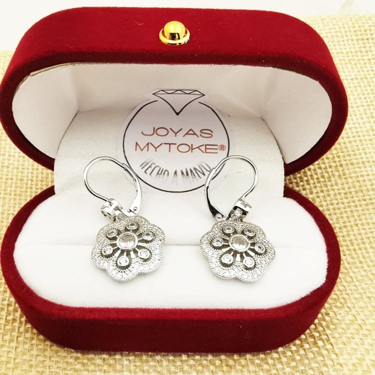 JOYAS MYTOKE - Aros Piedras Circones Plata 925 Italiana Rodinada Flor