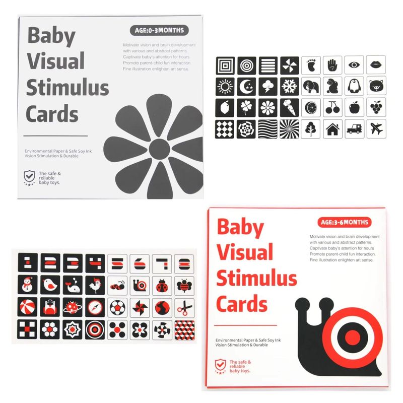 KIVARA - Tarjeta Estimulacion Visual Bebe Etapa 1 Y 2 Alto Contraste