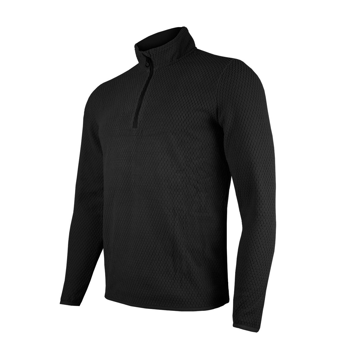 ANDESLAND OUTDOOR APPAREL - Polera Micropolar Panal Segunda Capa con Cierre Culpeo Negro Hombre