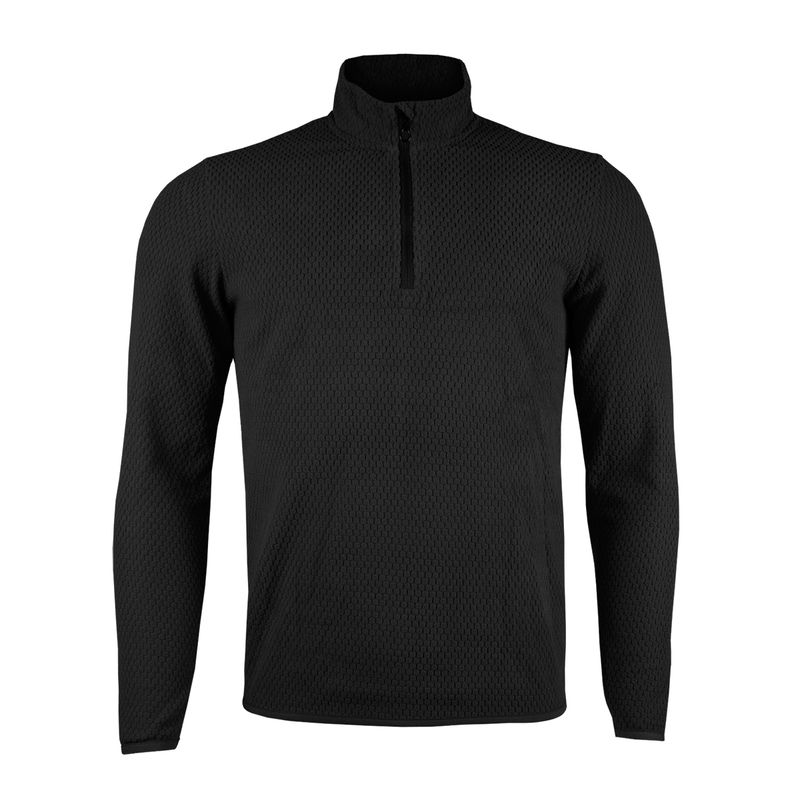 ANDESLAND OUTDOOR APPAREL - Polera Micropolar Panal II Capa con Cierre Culpeo Negra Hombre