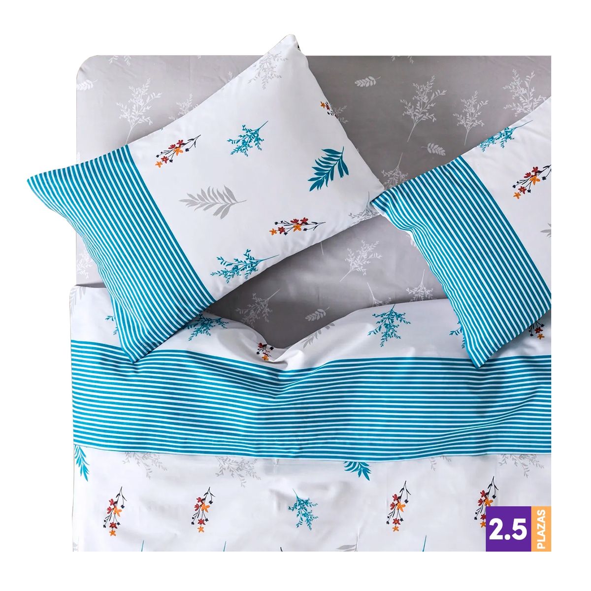 CANNON - Juego Sábanas Cannon AF 144H 50%Alg Estamp Almond 2.5 W22