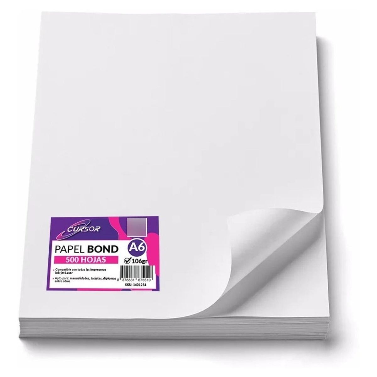 GENERICO - 500 Hojas De Papel 6 Bond Blanco 106gr Tamaño A6 Agenda