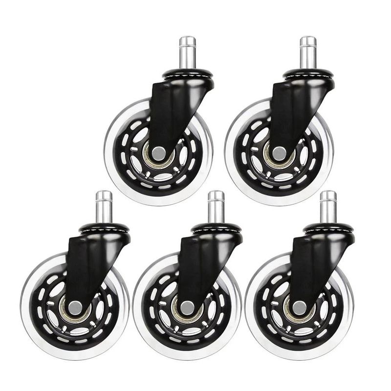GENERICO - Pack 5 Ruedas Para Silla Escritorio Tipo Roller Set 5 Universales