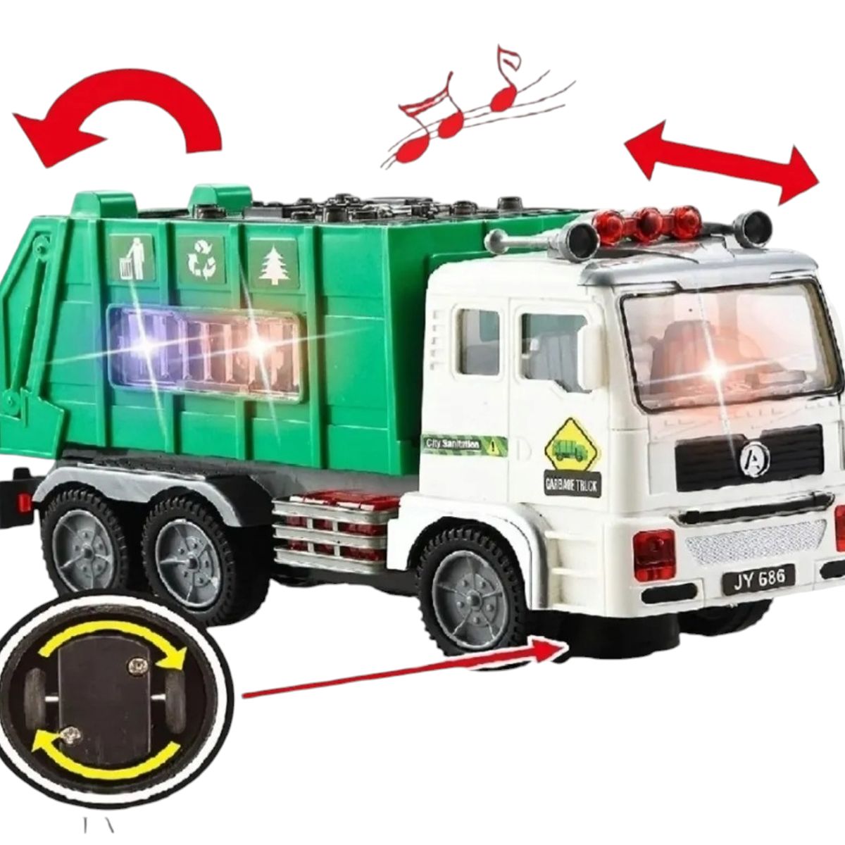 GENERICO - Camion Recolector de Basura Juguete Sonido Luces Movimiento