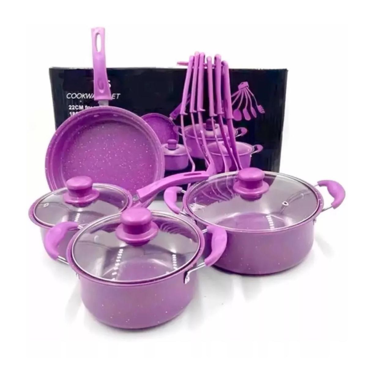 GENERICO - Juego De Ollas Bateria De Cocina 4 Piezas Antiadherente Utencilios