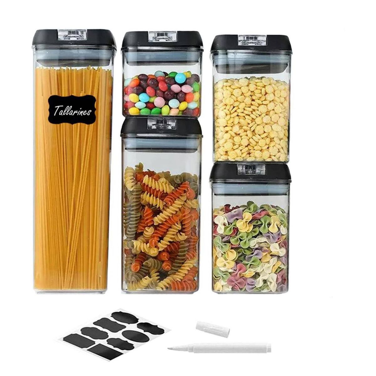 GENERICO - Contenedores De Alimentos Organizadores Hermetico 5 Piezas