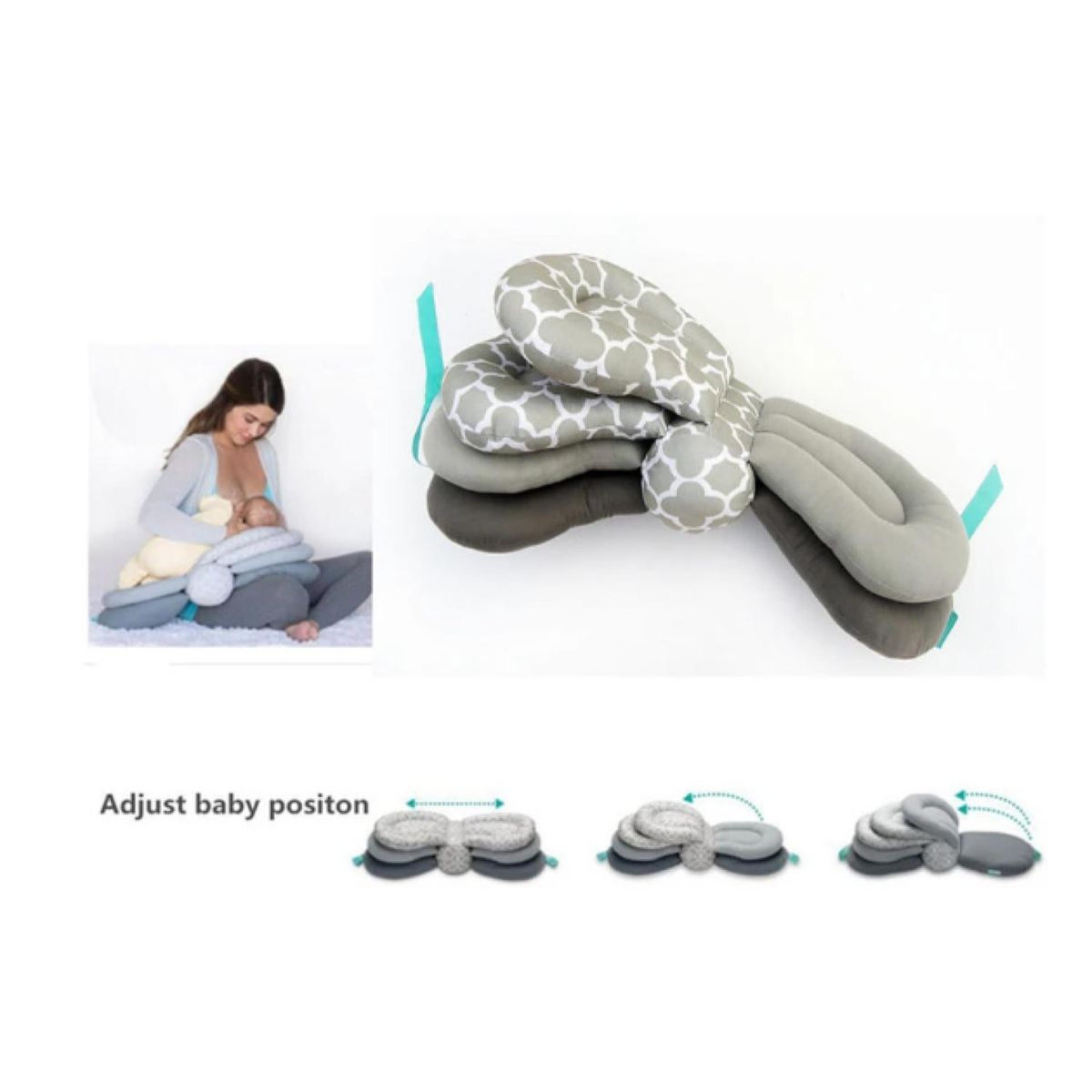 GENERICO - Almohada Cojin Para Lactancia Amamantar Bebe Verde