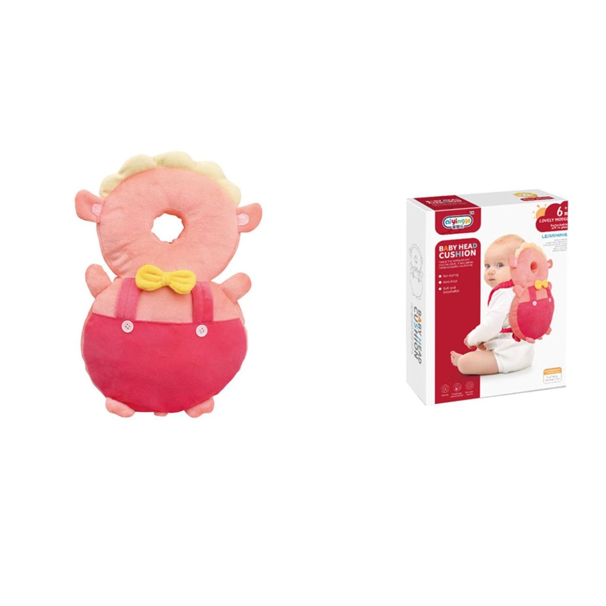 GENERICO - Almohada Protectora Para Cabeza De Bebe anticaída Cerdito Rosado