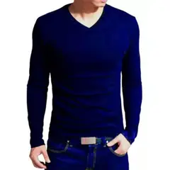 LOOK SHOP - Camiseta Manga Larga Cuello V Hombre. Fibra Bambú 274