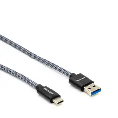 TECMASTER - Cable Tipo C A Usb 3.0 Macho Reforzado 1.5 Metros Negro