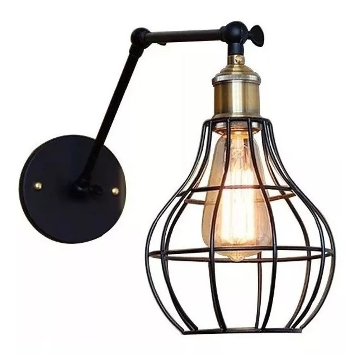 GENERICO - Aplique Lampar de pared Jaula con brazo ajustable