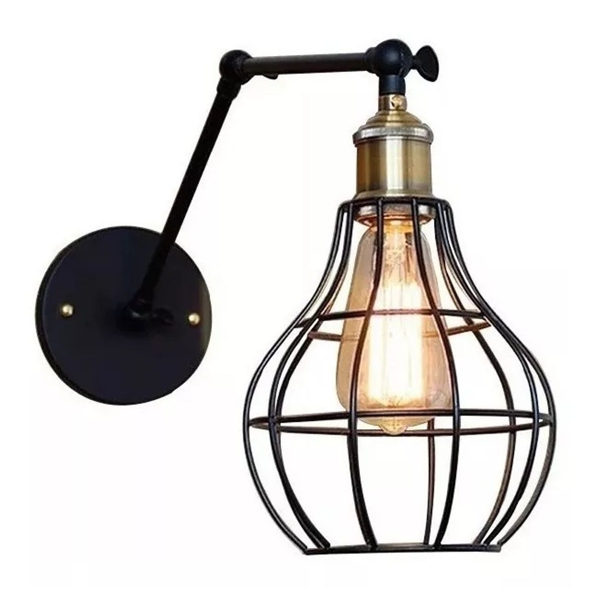 GENERICO - Aplique Lampar de pared Jaula con brazo ajustable