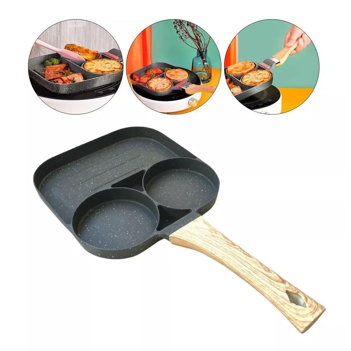 GENERICO - Sarten Ceramica 3 En 1 Sartenes Antiadherentes Sartén Antiadherente