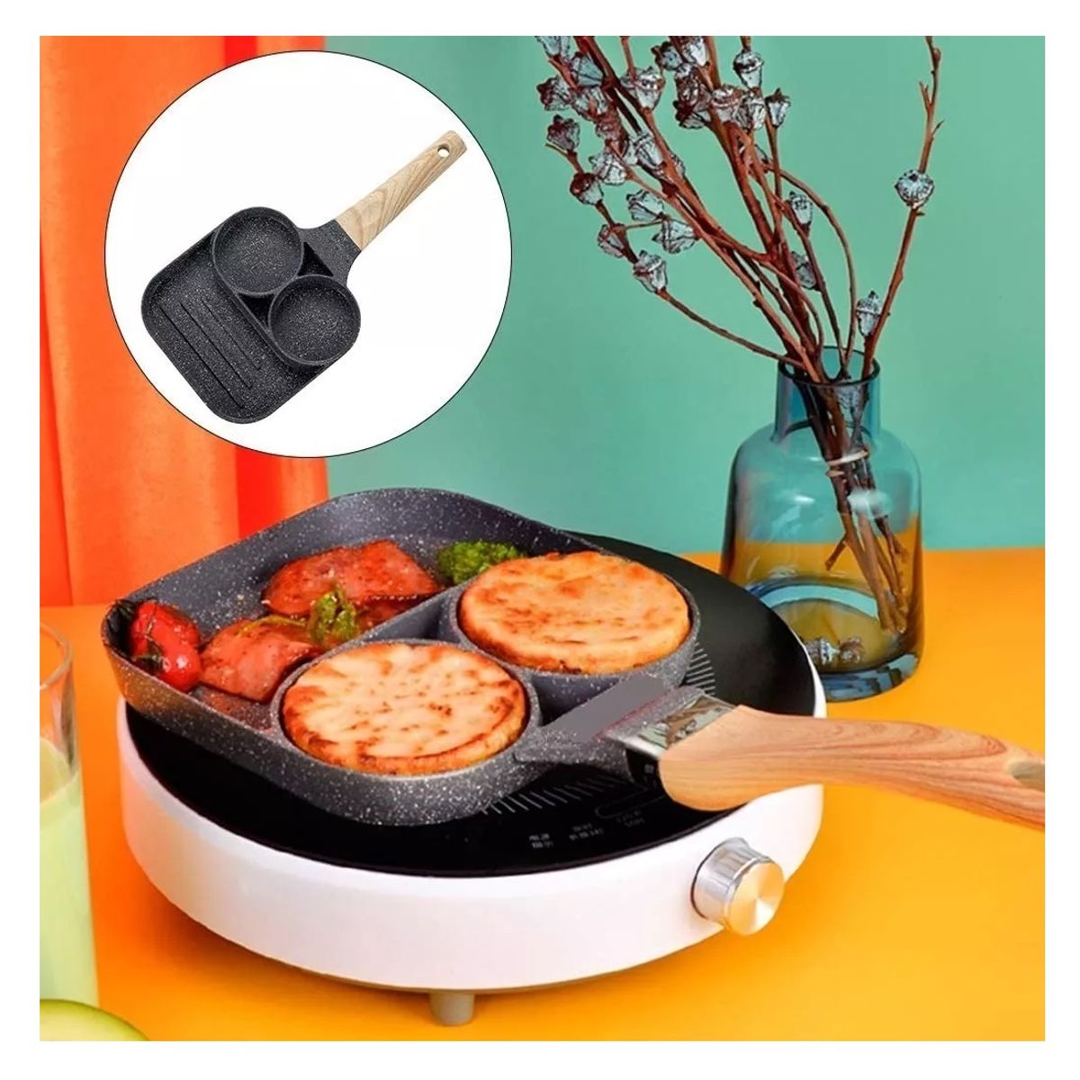 GENERICO - Sarten Ceramica 3 En 1 Sartenes Antiadherentes Sartén Antiadherente