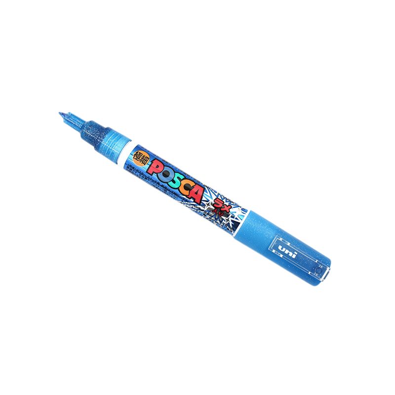 MITSUBISHI - Lapiz Posca Pc-1m Azul Glitter Punta Fina 07mm Japones
