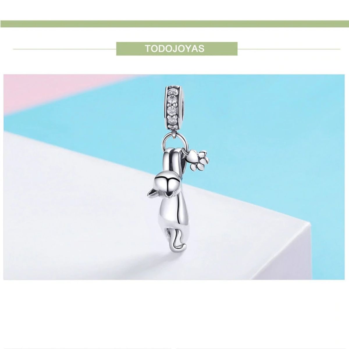 TODOJOYAS - Charm Dije Plata 925 Gato y Patita
