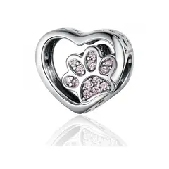 TODOJOYAS - Charm Dije Plata 925 Corazon Patita Rosa Mascota