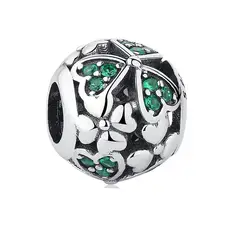 TODOJOYAS - Charm Dije Plata 925 Separador Trebol Bolita