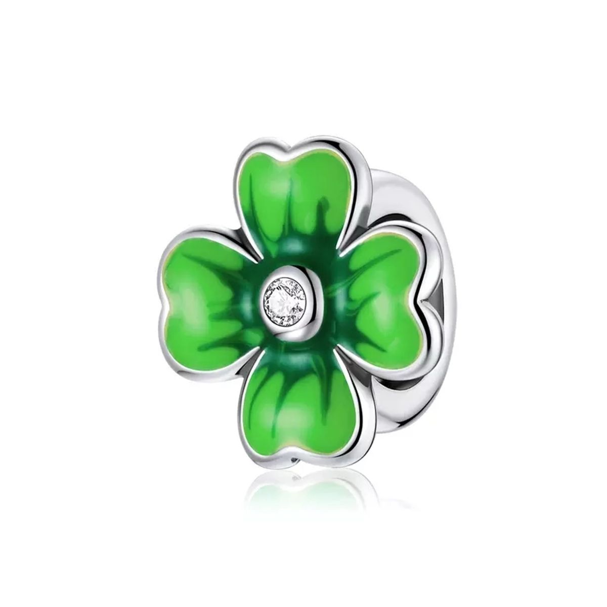 TODOJOYAS - Charm Dije Plata 925 Trebol Verde 688
