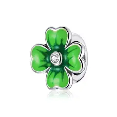 TODOJOYAS - Charm Dije Plata 925 Trebol Verde 688