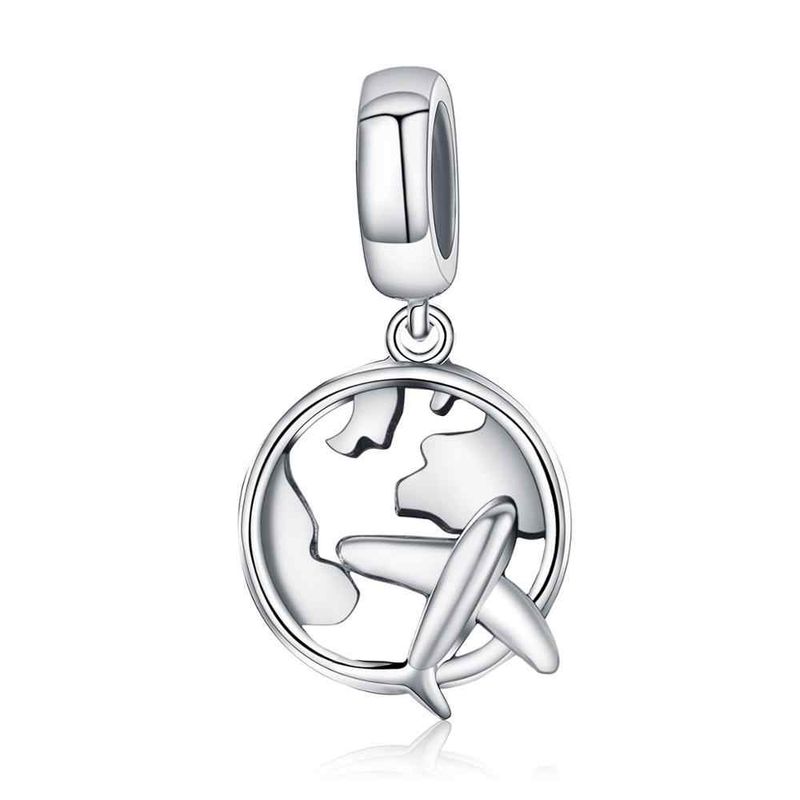 TODOJOYAS - Charm Dije Plata 925 Avion Planeta