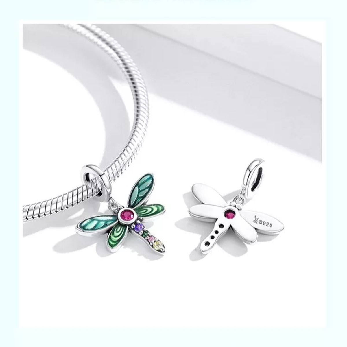 TODOJOYAS - Charm Dije Plata 925 Libelula Multicolor