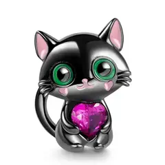 TODOJOYAS - Charm Dije Plata 925 Gato Negro Love