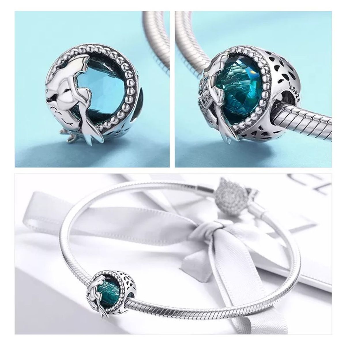 TODOJOYAS - Charm Dije Plata 925 Sirena Cristal