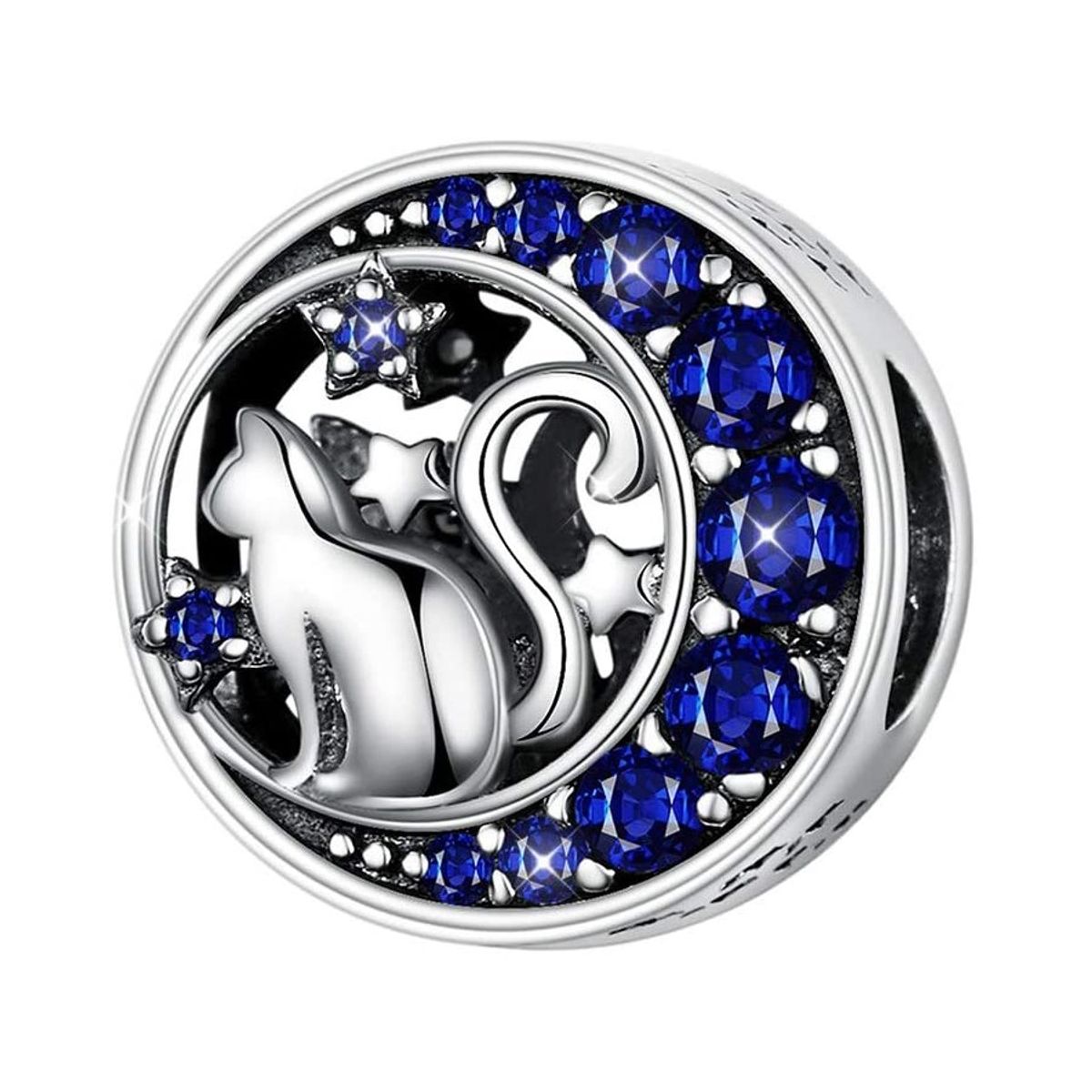TODOJOYAS - Charm Dije Plata 925 Gato en Luna Azul