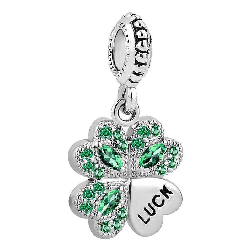 TODOJOYAS - Charm Dije Plata 925 Colgante Trebol 4 Hojas Luck