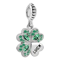 TODOJOYAS - Charm Dije Plata 925 Colgante Trebol 4 Hojas Luck