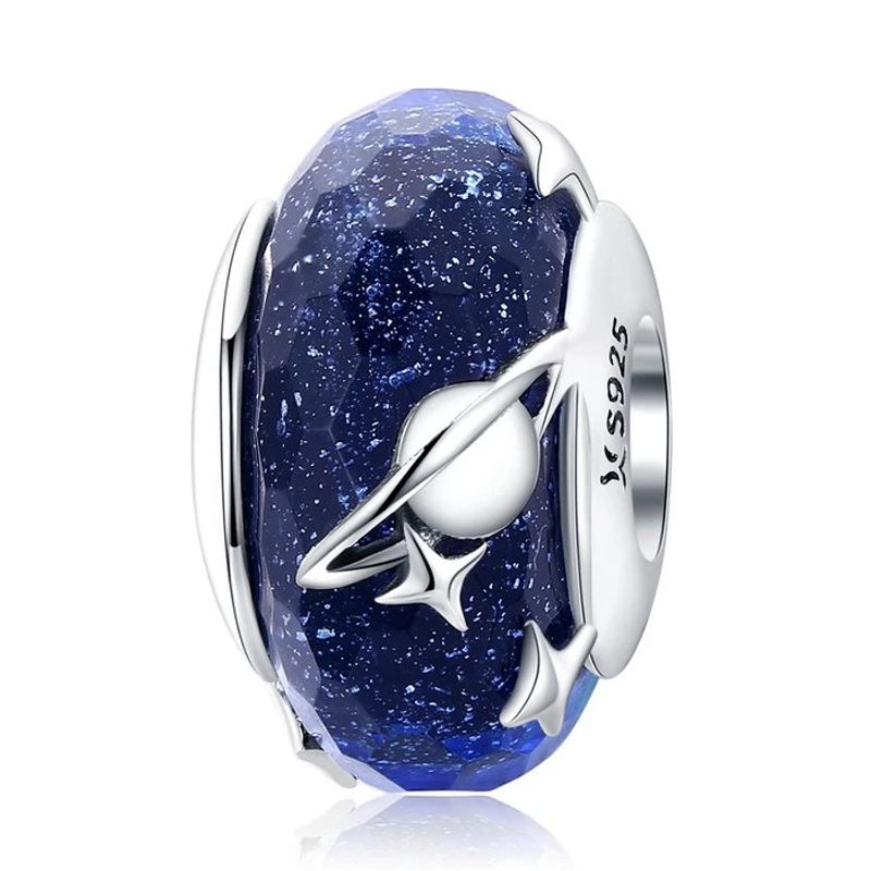 TODOJOYAS - Charm Dije Plata 925 Cristal Murano Galaxia Estrella