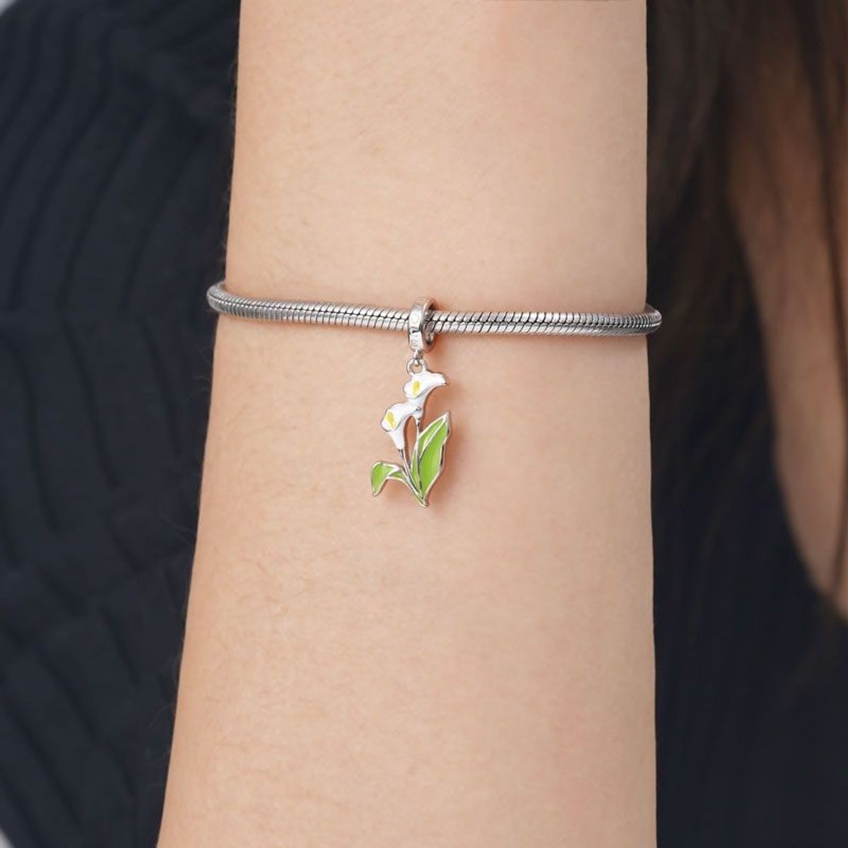 TODOJOYAS - Charm Dije Plata 925 Colgante Flor Cala