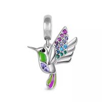 Charm Dije Plata 925 Pajaro Colibri Multicolor
