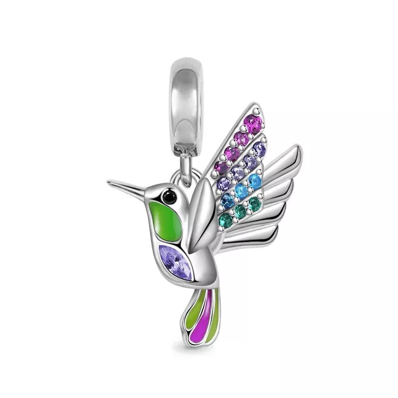 TODOJOYAS - Charm Dije Plata 925 Pajaro Colibri Multicolor