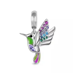 TODOJOYAS - Charm Dije Plata 925 Pajaro Colibri Multicolor