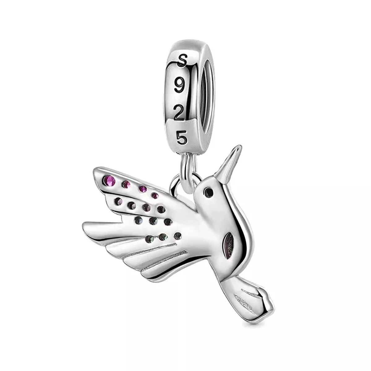TODOJOYAS - Charm Dije Plata 925 Pajaro Colibri Multicolor