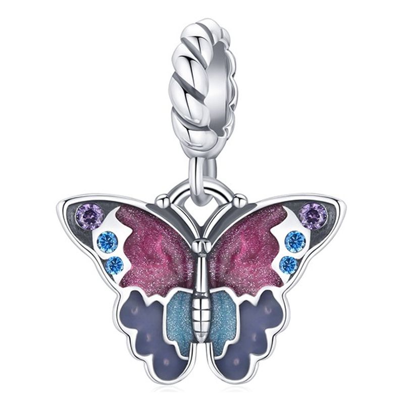 TODOJOYAS - Charm Dije Plata 925 Mariposa Multicolor