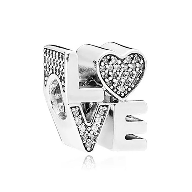 TODOJOYAS - Charm Dije Plata 925 Love Blanco