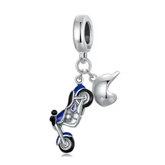 TODOJOYAS - Charm Dije Plata 925 Moto Azul y Casco