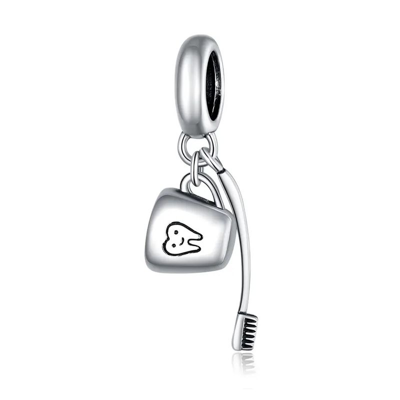 TODOJOYAS - Charm Dije Plata 925 Cepillo Dientes y Taza