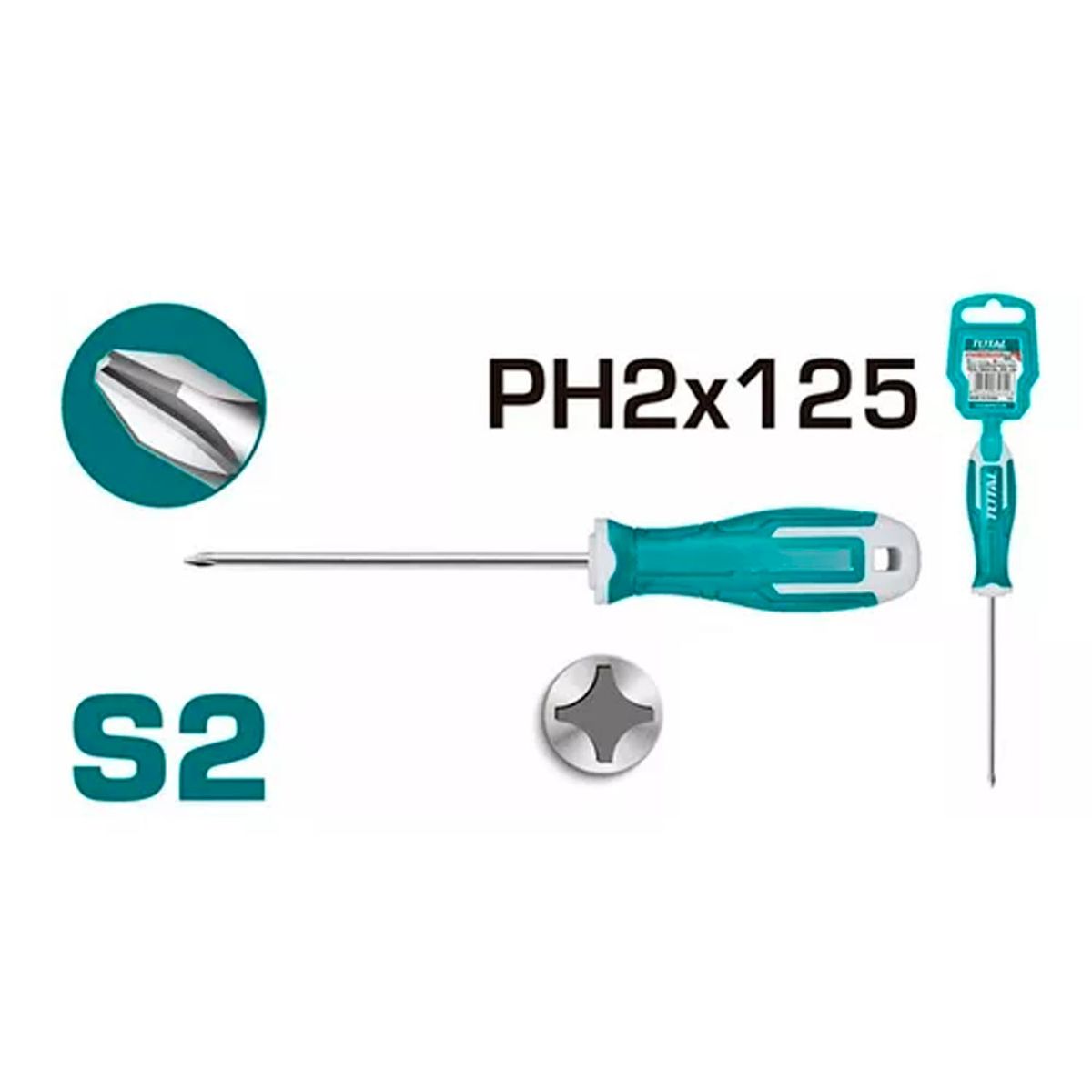 TOTAL TOOLS - Destornillador Cruz S2 Ph2 125mm Total Tht26ph2125